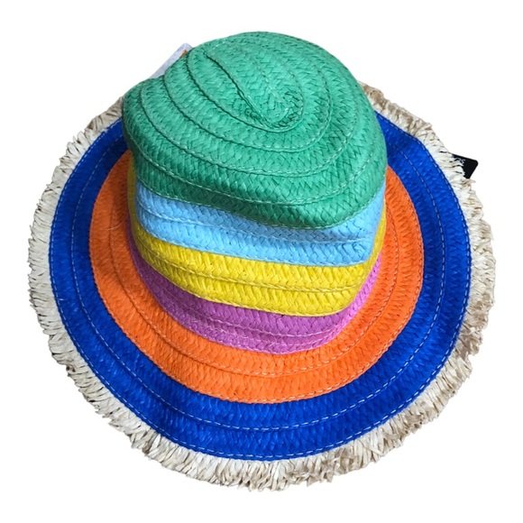 Mudd striped rainbow multicolored‎ straw raffia fedora hat new main image 8